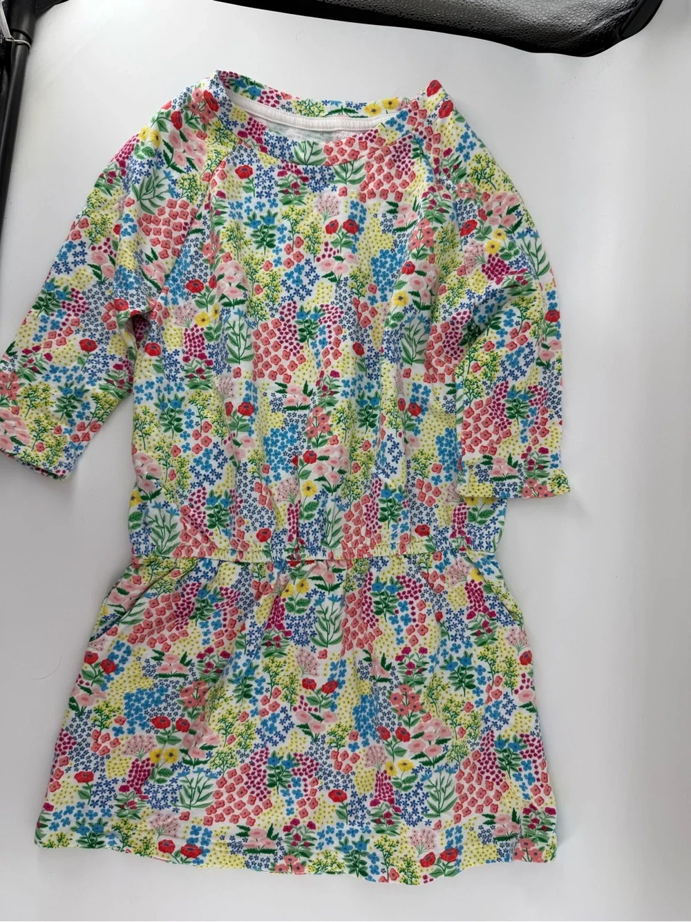 Gymboree Girls Size M 7-8 Long Sleeve Floral French Terry Dress Drop Waist
